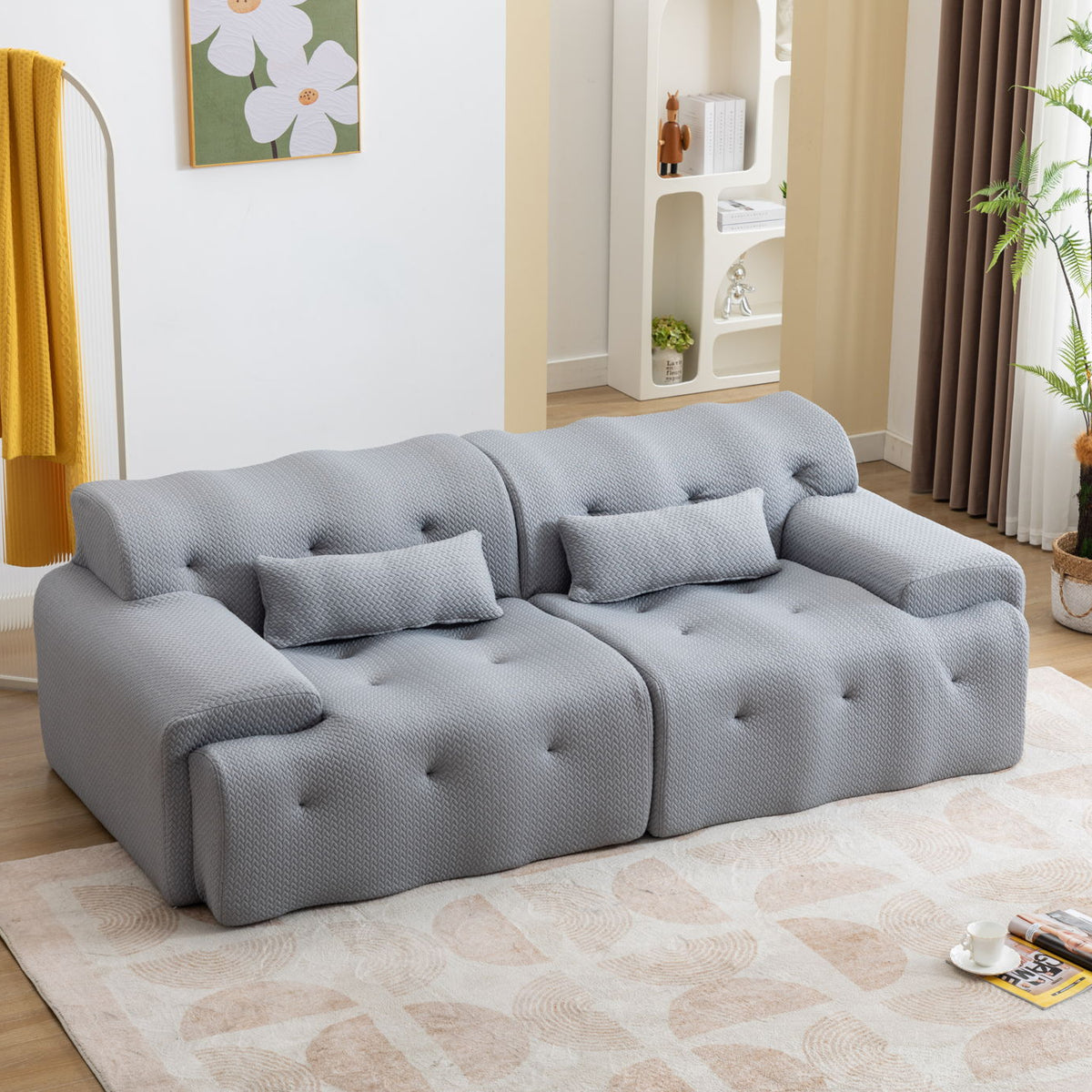 Large Size 2 Seater Sofa, Pure Foam Comfy Sofa Couch, Modern Lounge Sofa For Living Room, Apartment