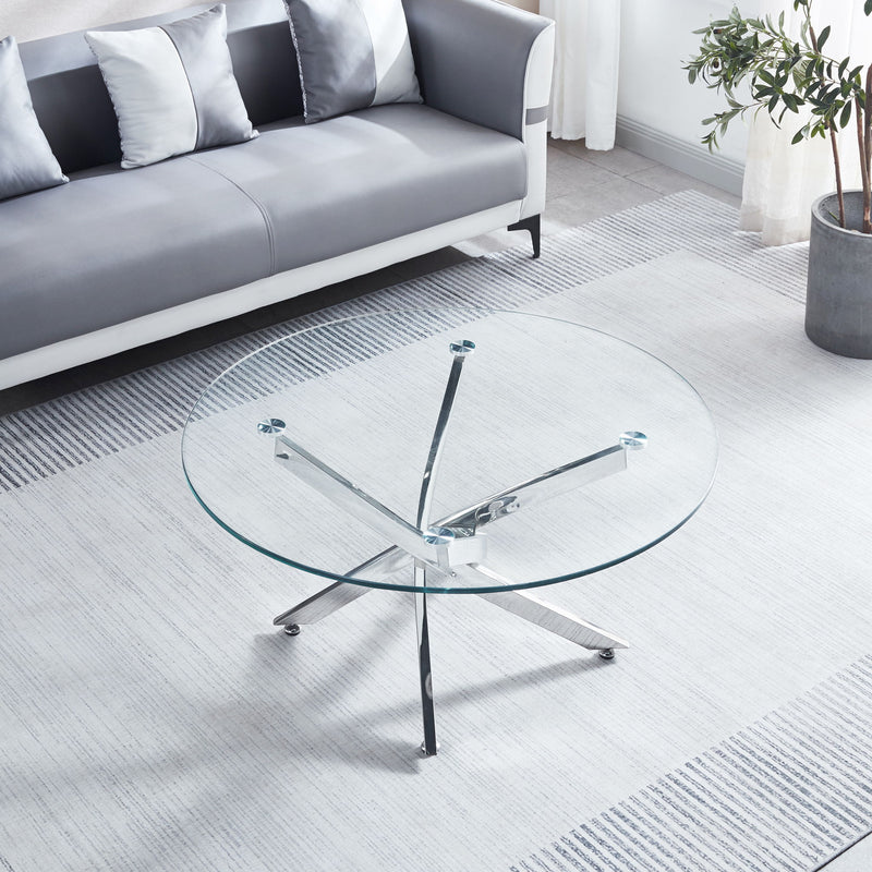 Modern Round Tempered Glass Table With Chrome Legs