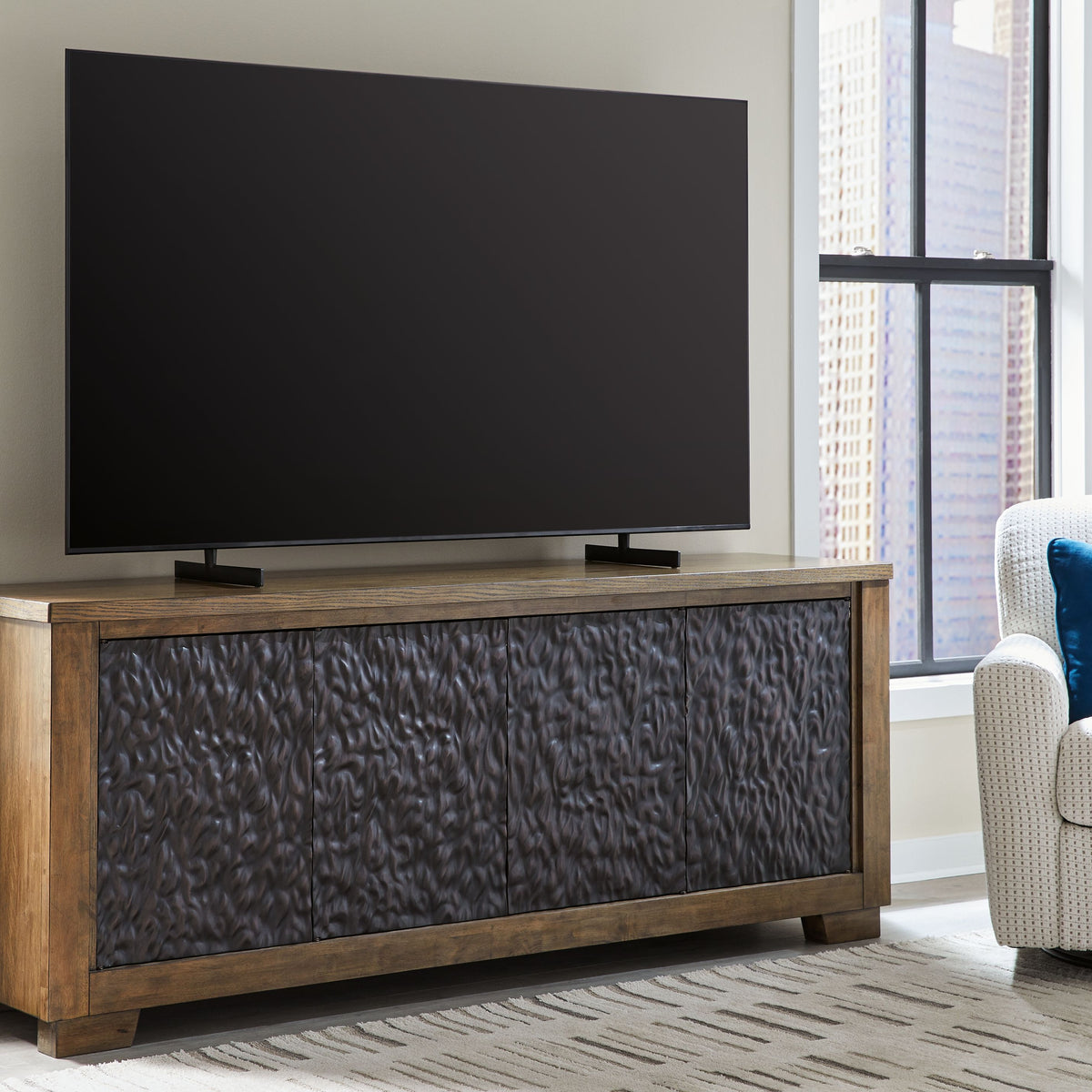 Rosswain - Extra Large TV Stand - Warm Brown