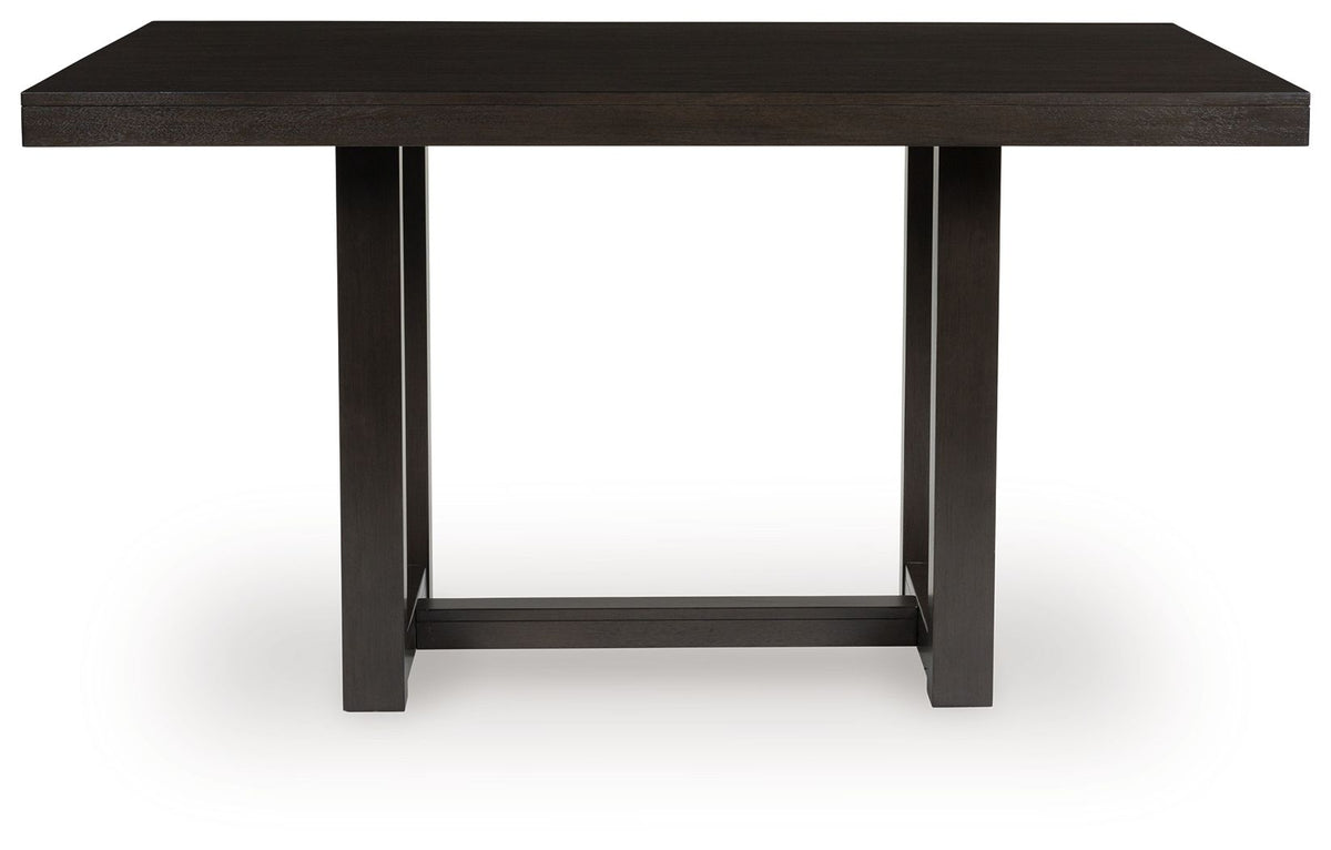 Neymorton - Dark Grayish Brown - 5 Pc. - Rectangular Dining Room Counter Table, 4 Barstools