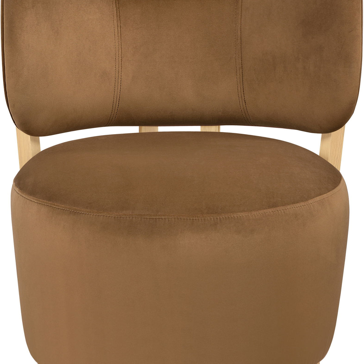 Elara - Velvet Upholstered Swivel Accent Chair - Saddle / Stained Natural