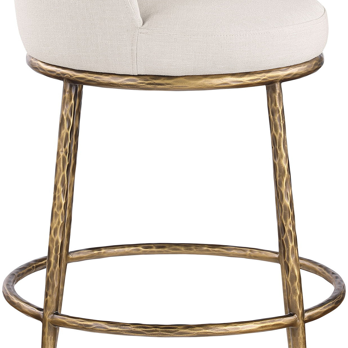 Ferro - Upholstered Counter Stool With Brushed Gold Base