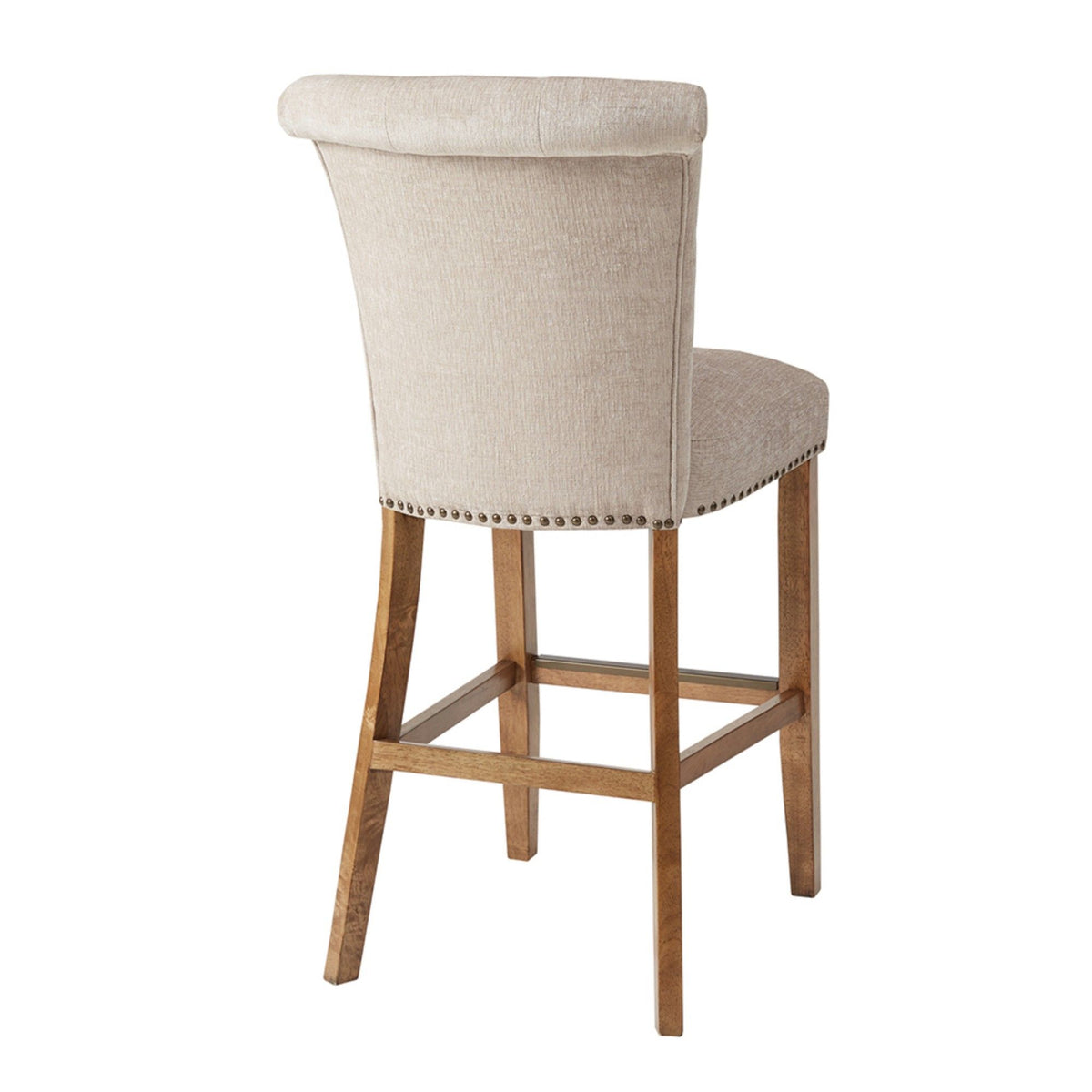 Bar Stool With Bronze Nail Heads - Cream