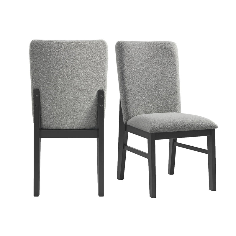 Black side chairs with gray upholstered seat and back, set of 2