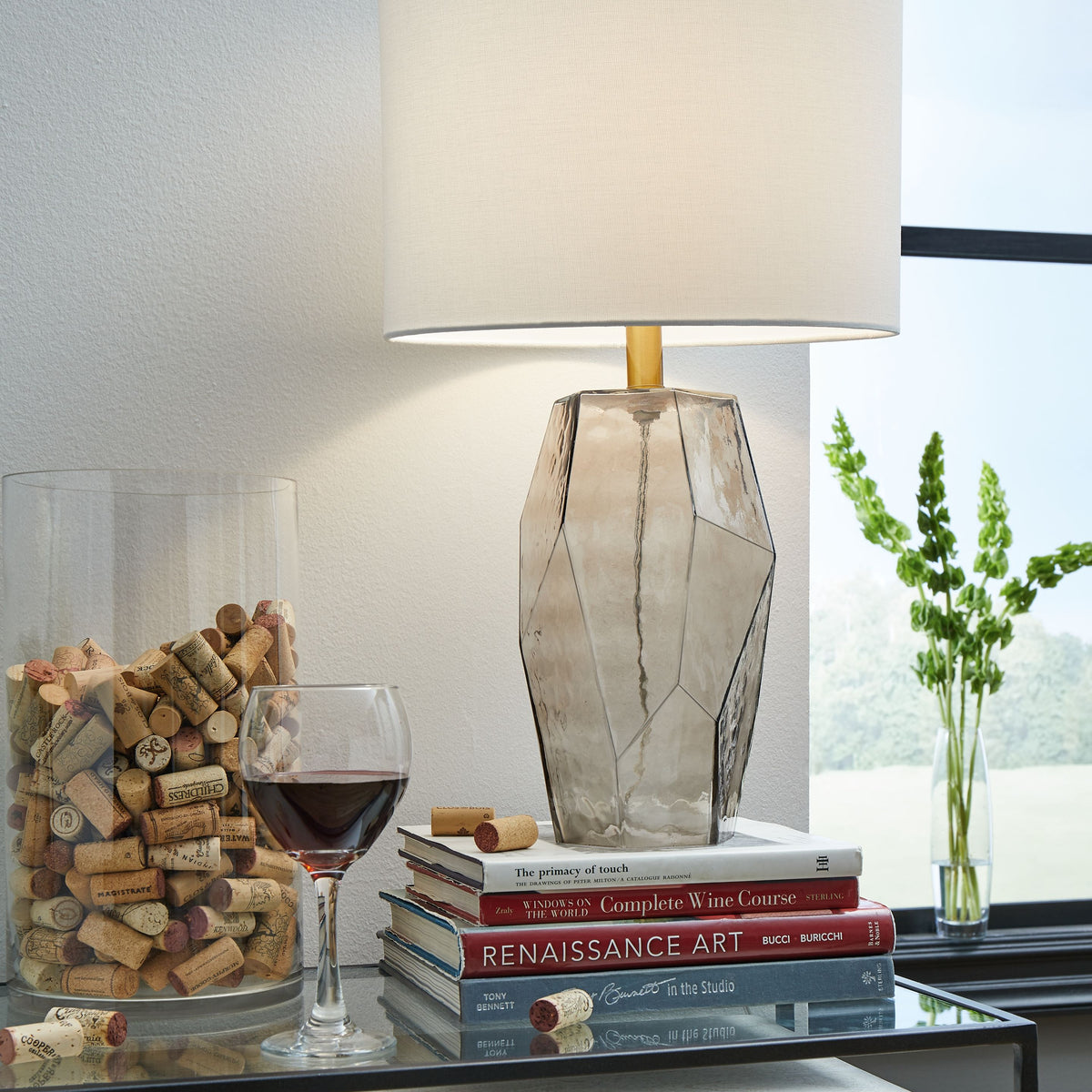 Taylow - Glass Table Lamp  - Gray