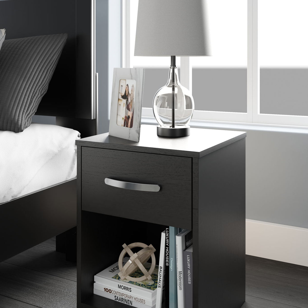 Finch - One Drawer Night Stand - 23" Height - Black