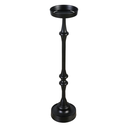 Black martini-style side table with round tray top and fluted pedestal base