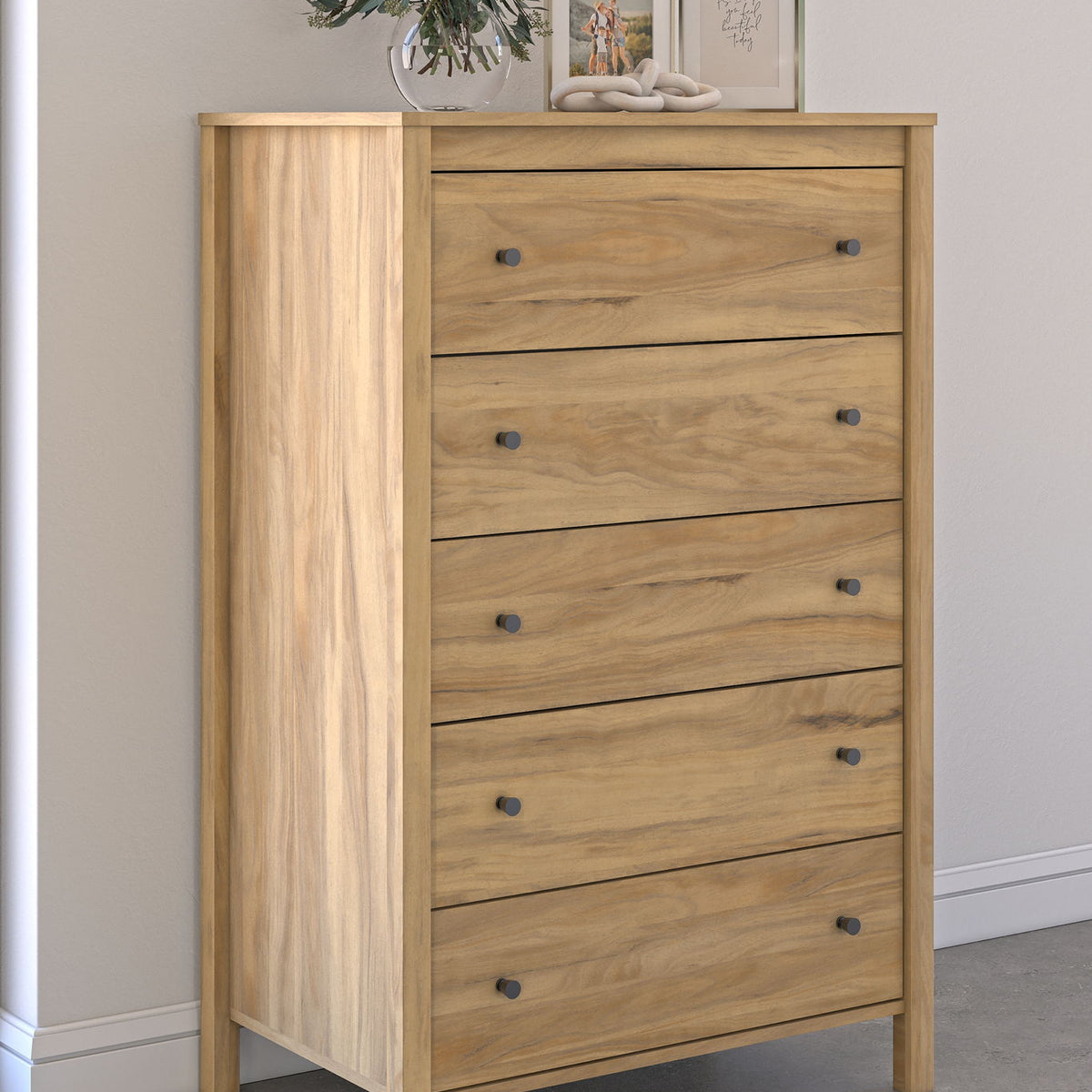 Bermacy - Five Drawer Chest - Light Brown
