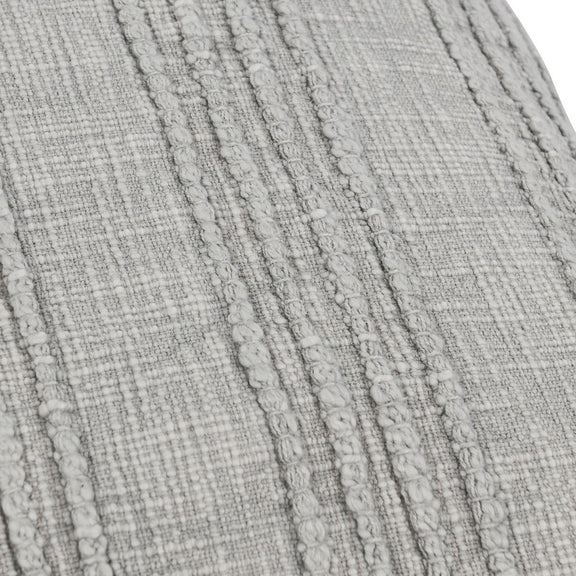 SLD pillow fabric close-up: gray textured weave with raised threads