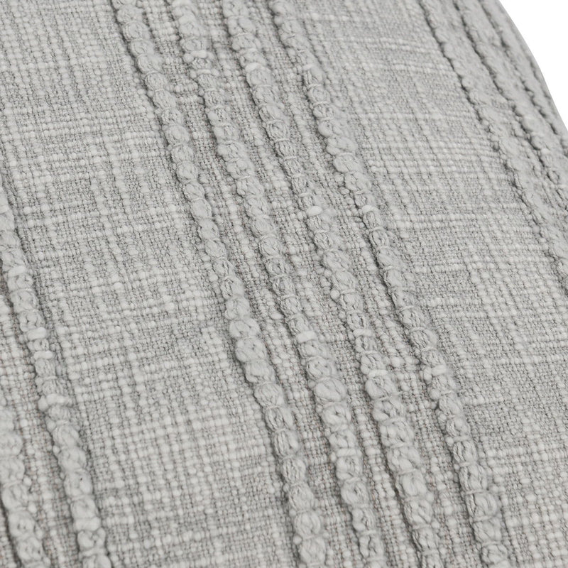 SLD pillow fabric close-up: gray textured weave with raised threads