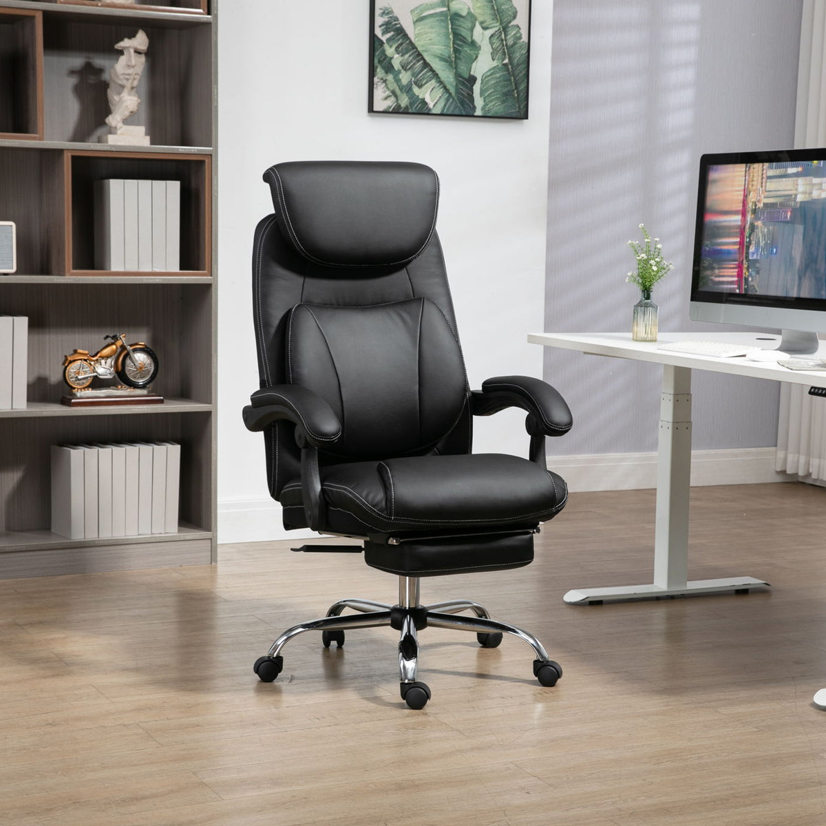 Big And Tall Office Chair, High Back Ergonomic Office Chair With Footrest, Executive Office Chair For Back Pain Relief - Black