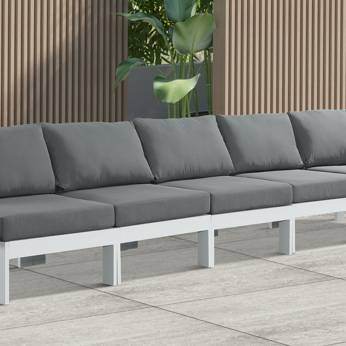 Nizuc - Outdoor Patio 5 Seat Modular Armless Sofa With White Frame