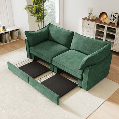2-Seater Chenille Sofa - Green Chenille