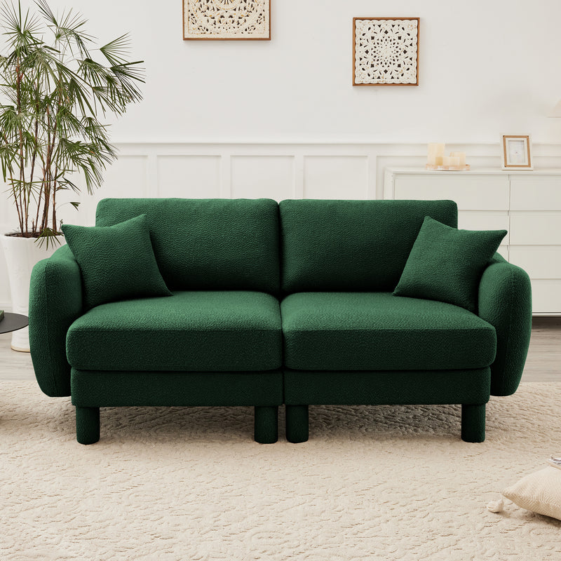 2-Seater Boucle Loveseat - Green Boucle