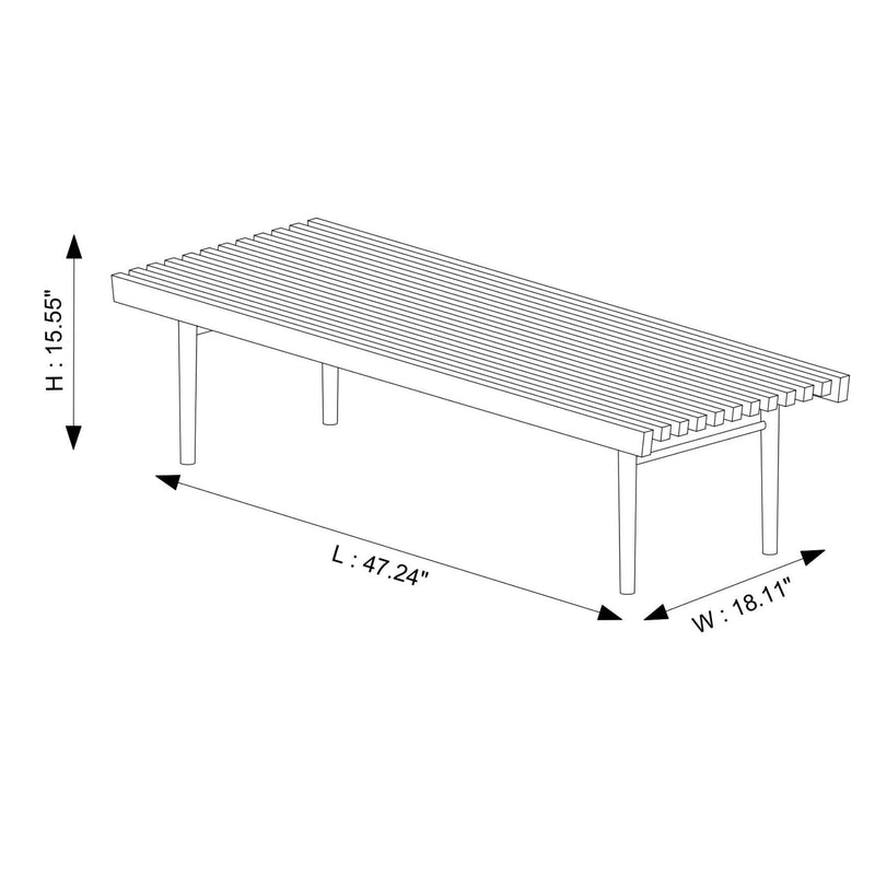 Mia - Mid-Century Modern Bench - Dark Brown