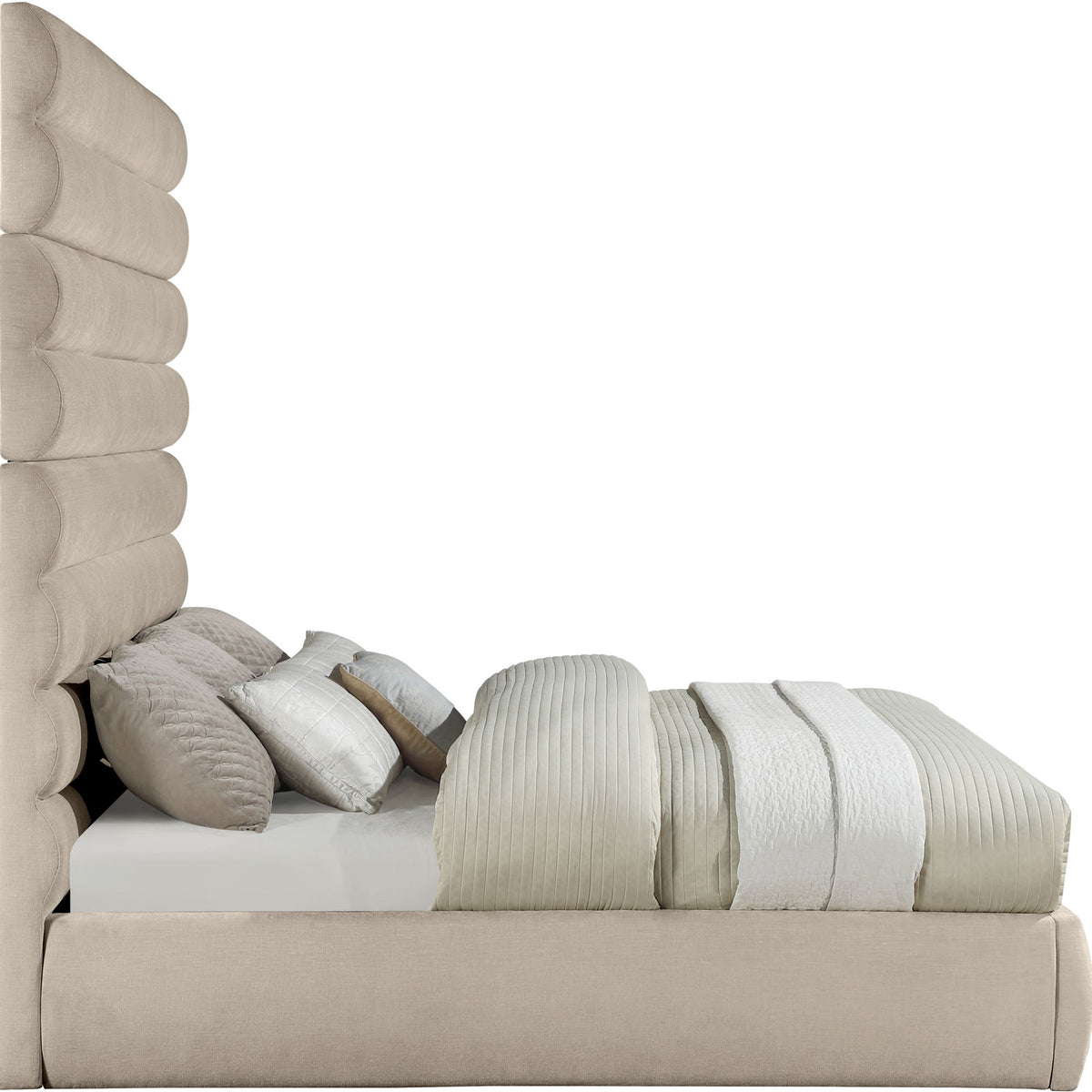 Adam - Chenille Fabric Bed With 89" Headboard