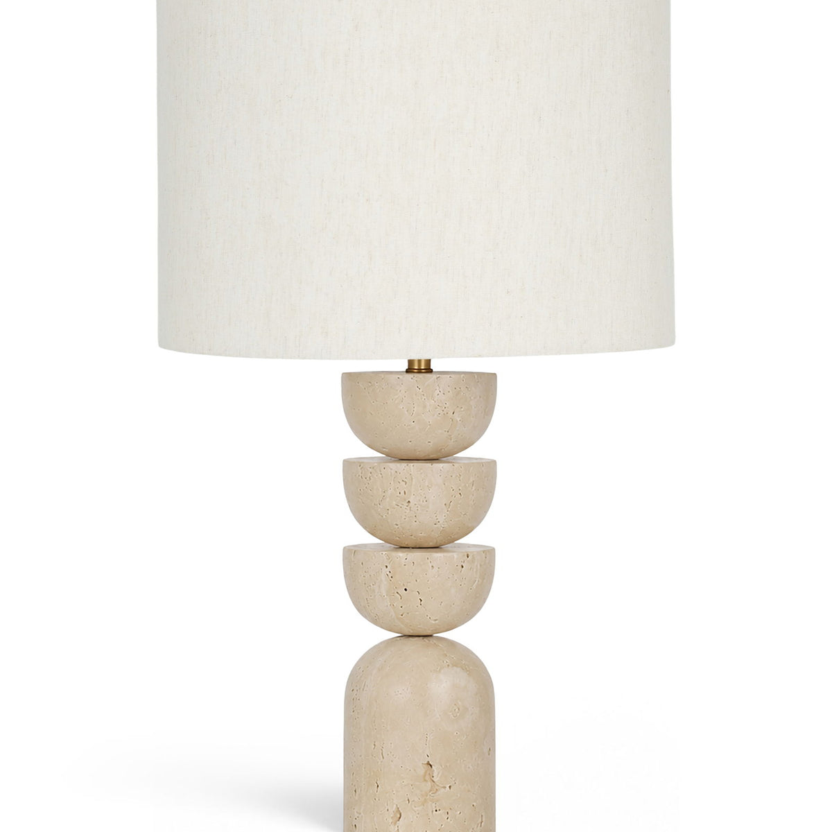 Opus - Travertine, Linen Textured Fabric And Brass Table Lamp - Travertine