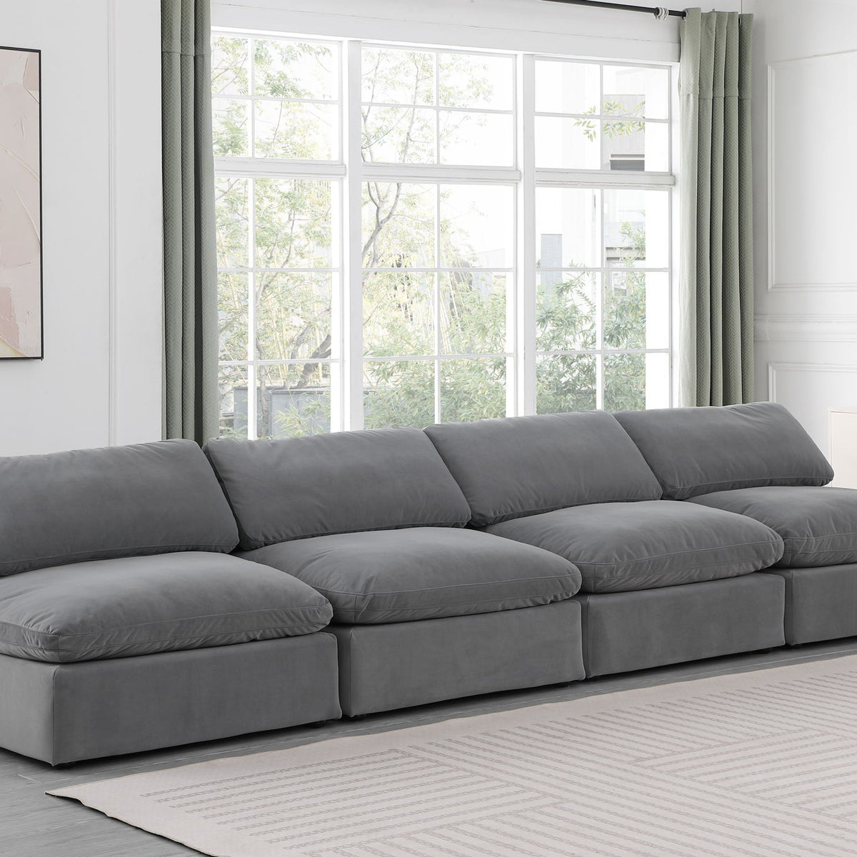 Comfy - Velvet Modular Armless Sofa 4 Seats