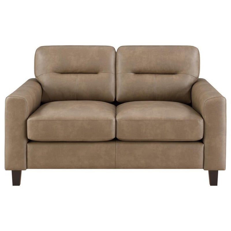 Scotland - Faux Leather Upholstered Track Arm Loveseat