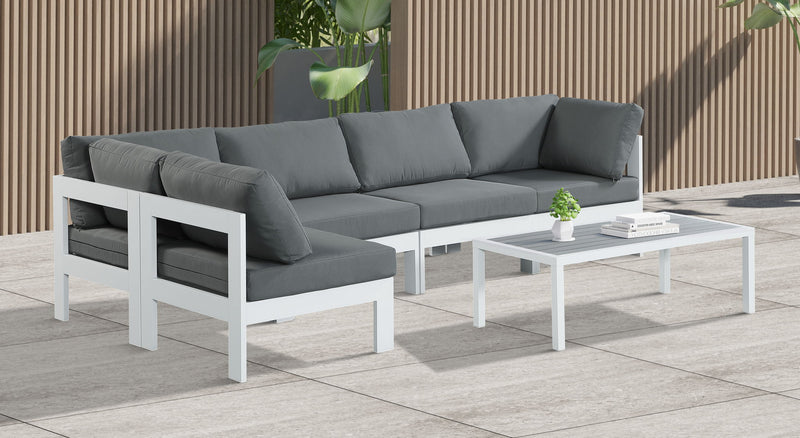 Nizuc - Outdoor Patio 5 Piece Modular Sectional With White Frame