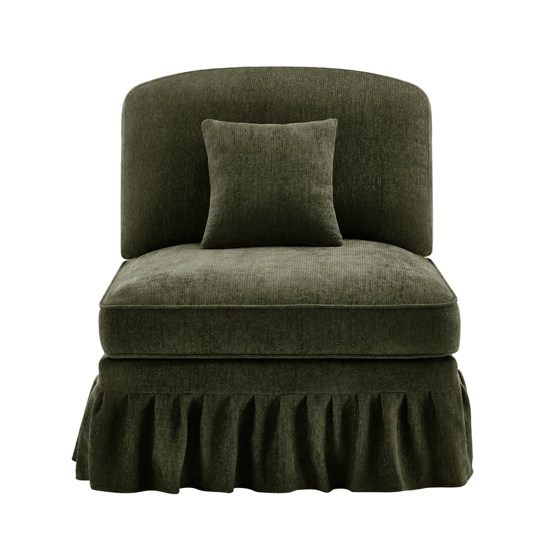 Chenille Armless Sofa - Green Chenille
