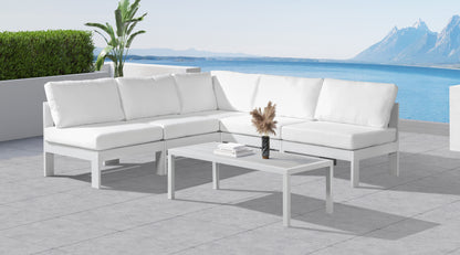 Nizuc - Outdoor Patio Modular Sectional 5 Piece - White - Fabric - Modern & Contemporary