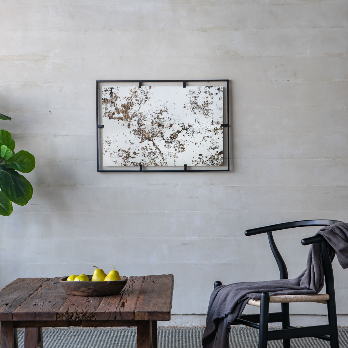 Rectangle Antiqued Wall Mirror Wall Mirror With Metal Frame, Home Wall Decor, Bedroom Living Room Entryway Wall Accent - Black