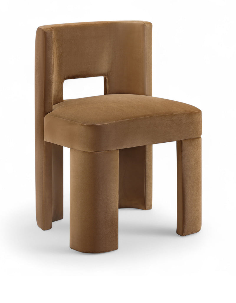 Zuno - Velvet Performance Fabric Upholstered Dining Chair (Set of 2) - Saddle