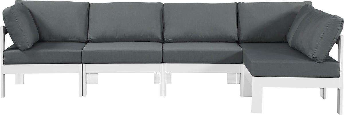 Nizuc - Outdoor Patio 5 Piece Modular Sectional With White Frame