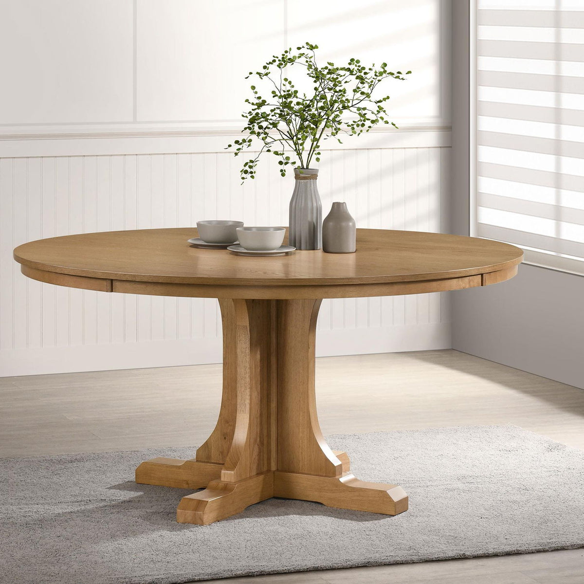 Hartville 60-inch Round Dining Table Natural Light Brown