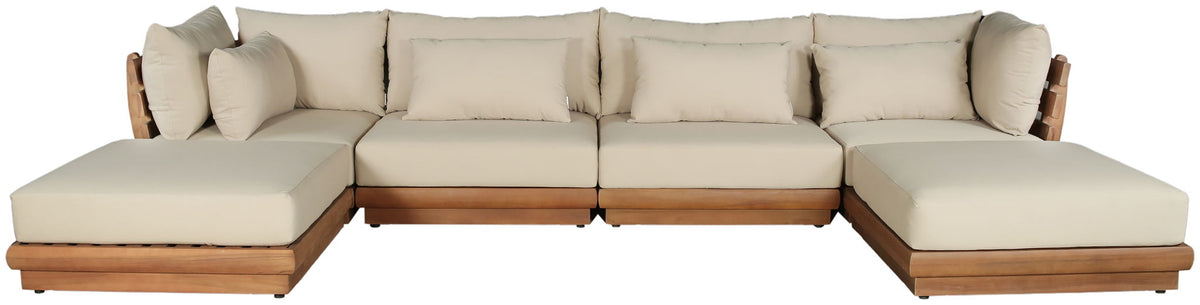 Mirella - 6 Piece Water Resistant Fabric Upholstered Outdoor Patio Modular Sectional