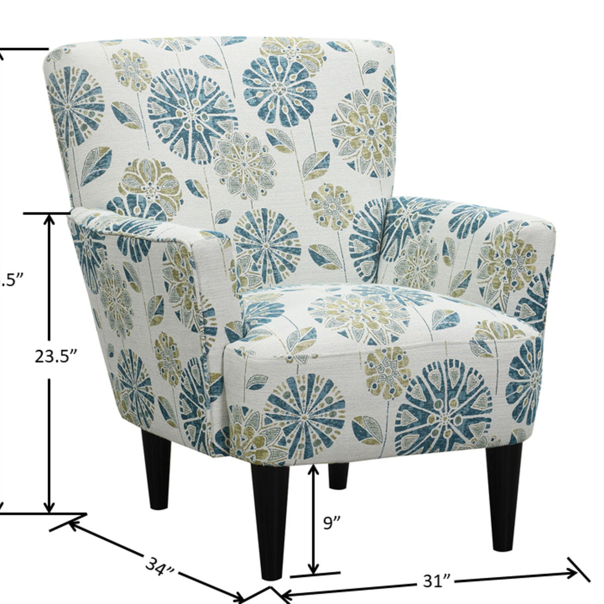 Flora - Floral Accent Chair - Blue