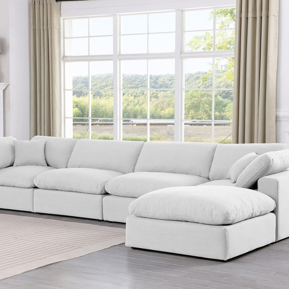 Comfy - 5 Piece Linen Modular Sectional With Chaise