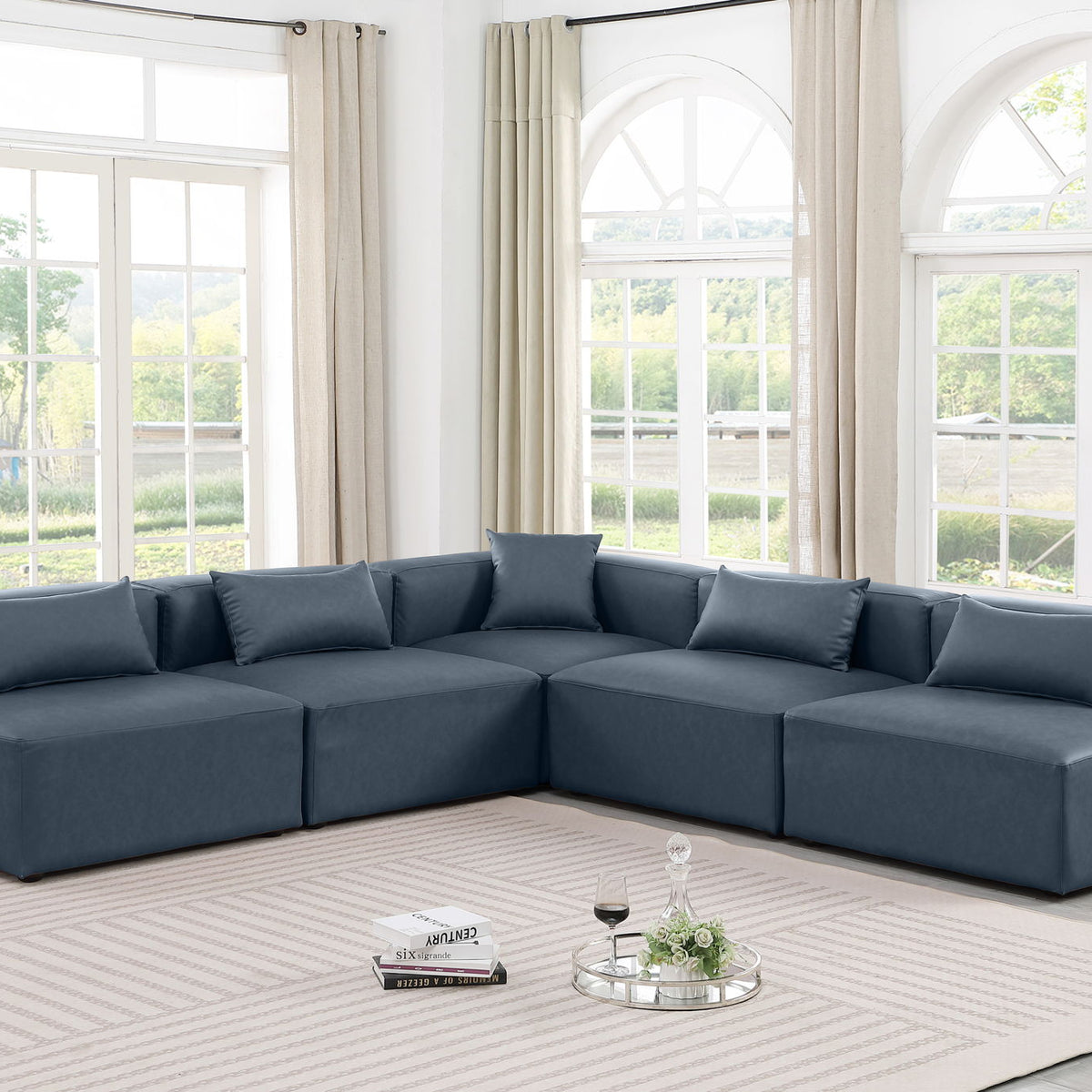 Cube - 5 Piece Modular Corner Armless Sectional