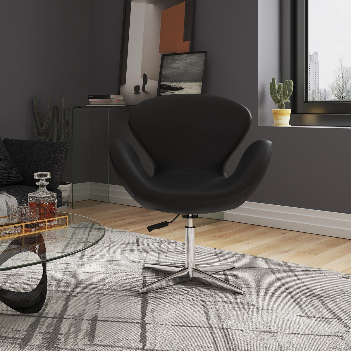 Manhattan Raspberry - Swivel Lounge Chair