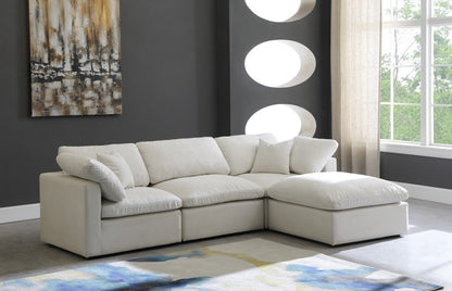 Meridian Furniture Plush Cream Velvet Cloud Modular Sectional