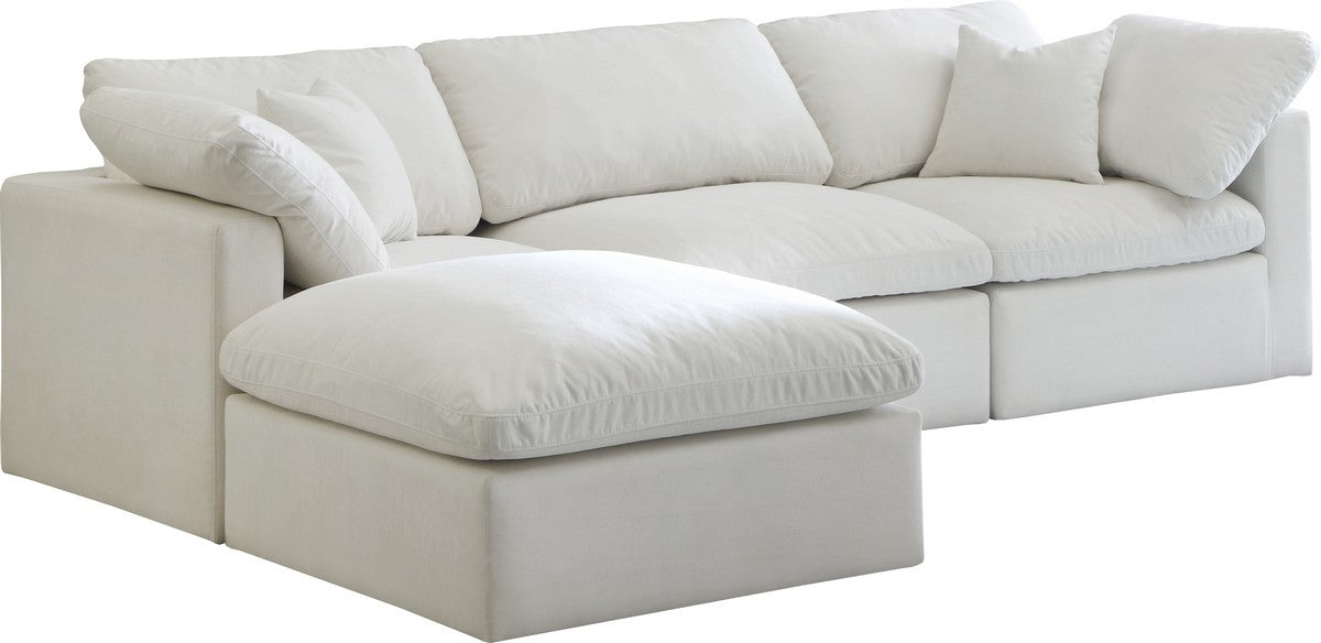 Meridian Furniture Plush Cream Velvet Cloud Modular Sectional