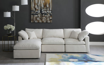 Meridian Furniture Plush Cream Velvet Cloud Modular Sectional