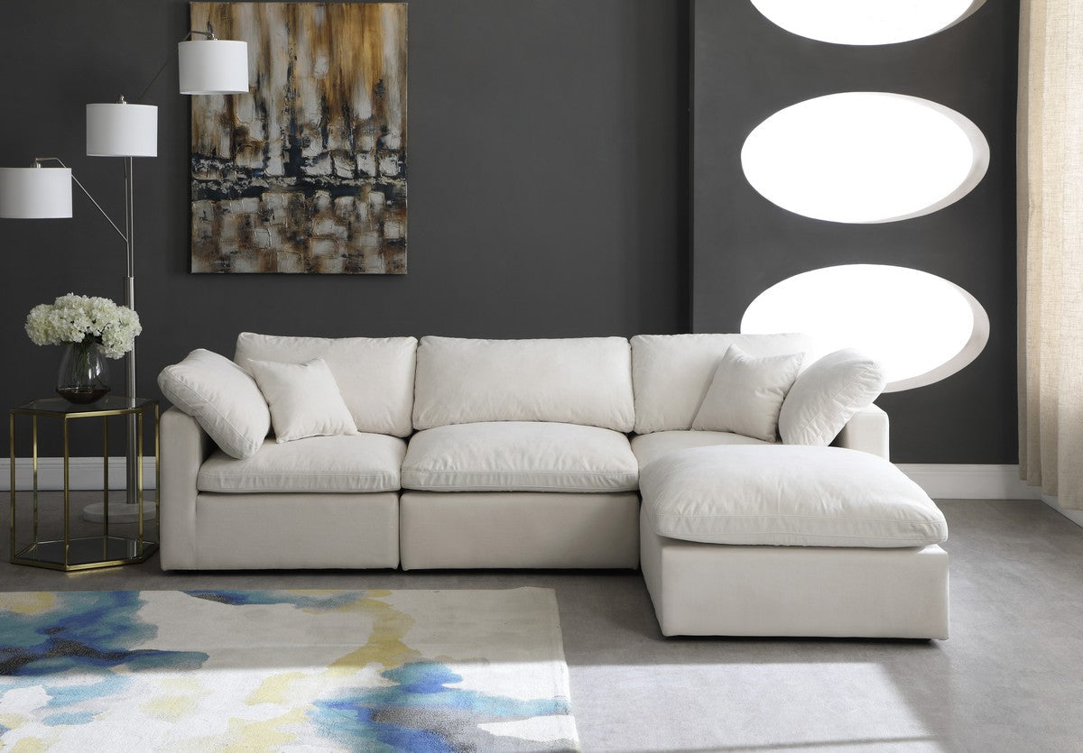 Meridian Furniture Plush Cream Velvet Cloud Modular Sectional