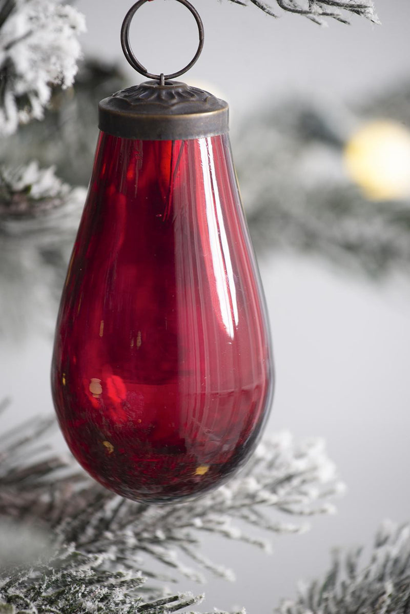Luster Tear Drop Ornament, Glass Decorative Hanging Christmas Tree Ornaments For Holiday Party Decorations (Set of 12)