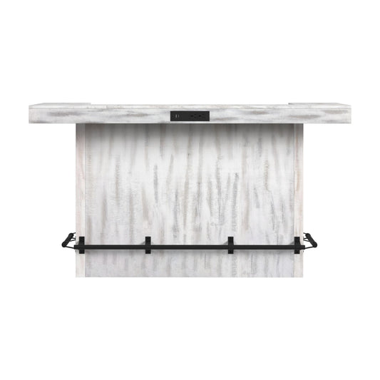 Rogen Rustic - Bar Table With Ice Tray, USB And Power - Rustic White
