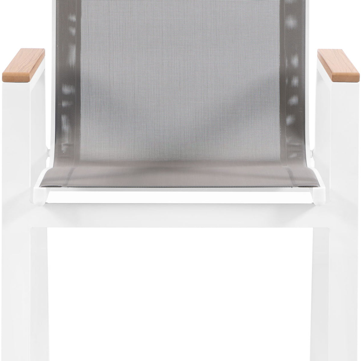 Nizuc - Outdoor Patio Dining Arm Chair With White Frame And Natural Arms (Set of 2)