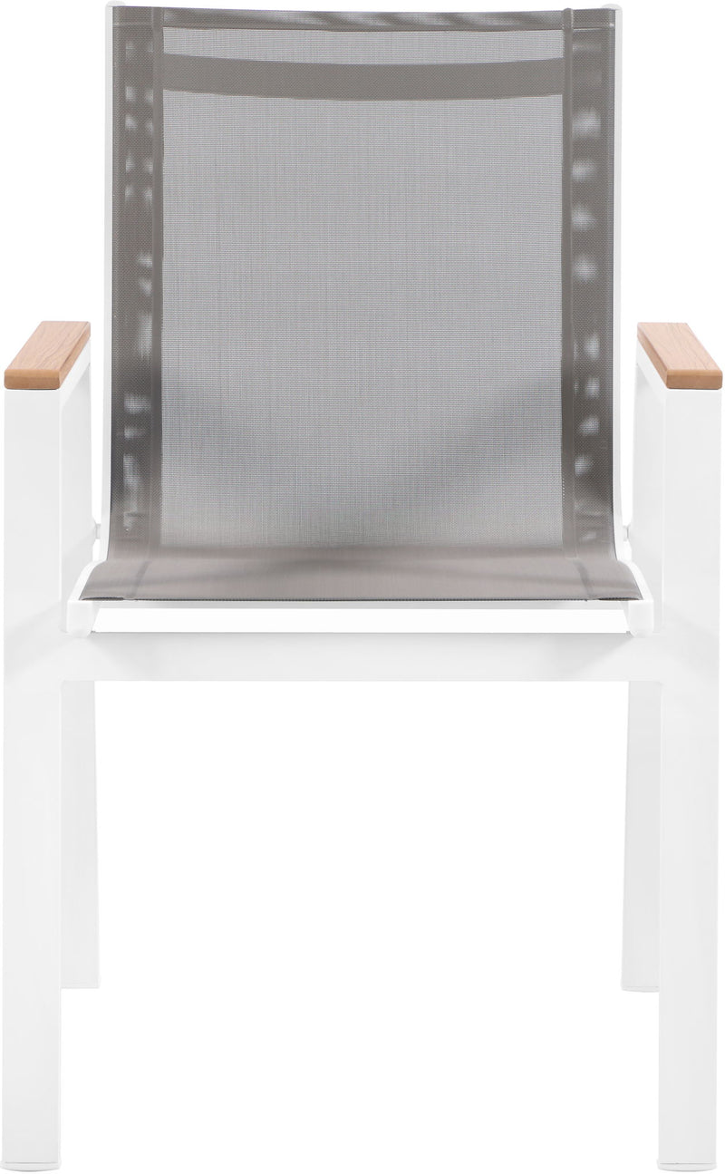 Nizuc - Outdoor Patio Dining Arm Chair With White Frame And Natural Arms (Set of 2)