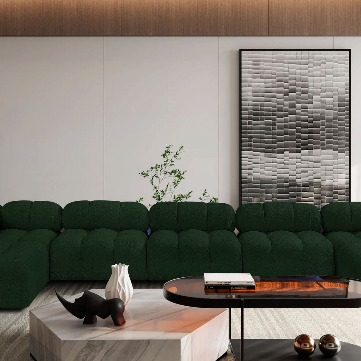 Ames - 7 Piece Boucle Fabric Modular Sectional