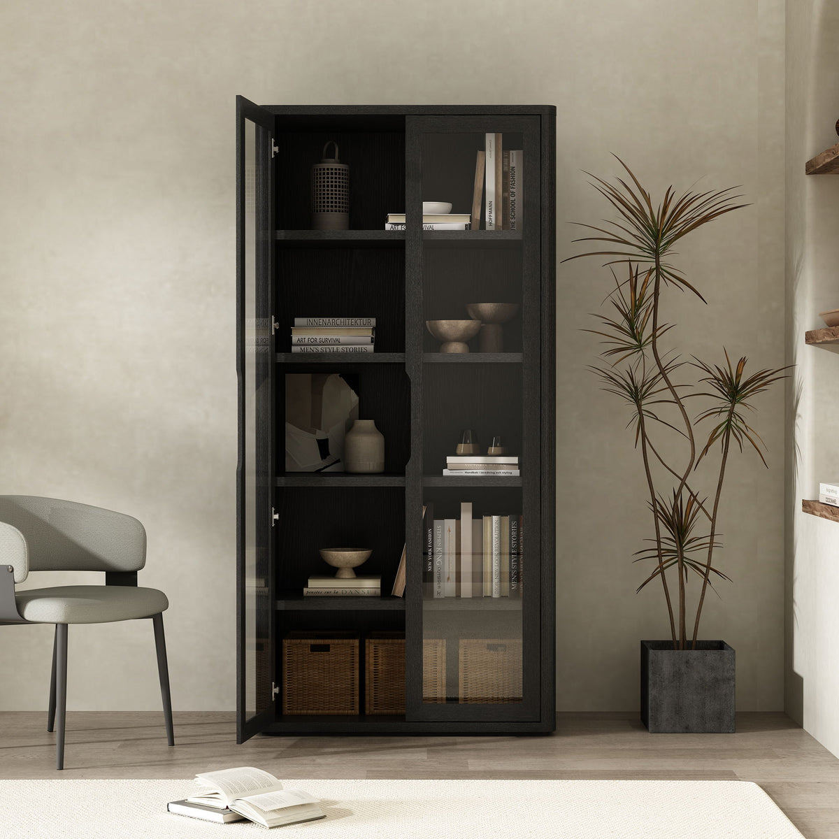 Manhattan Rivington - Bookcase Cabinet With Glass Doors