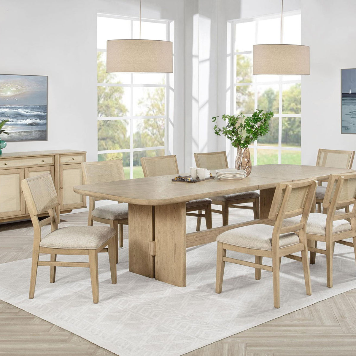 Kailani 10-piece Wood Dining Set with Sideboard Beige Oak