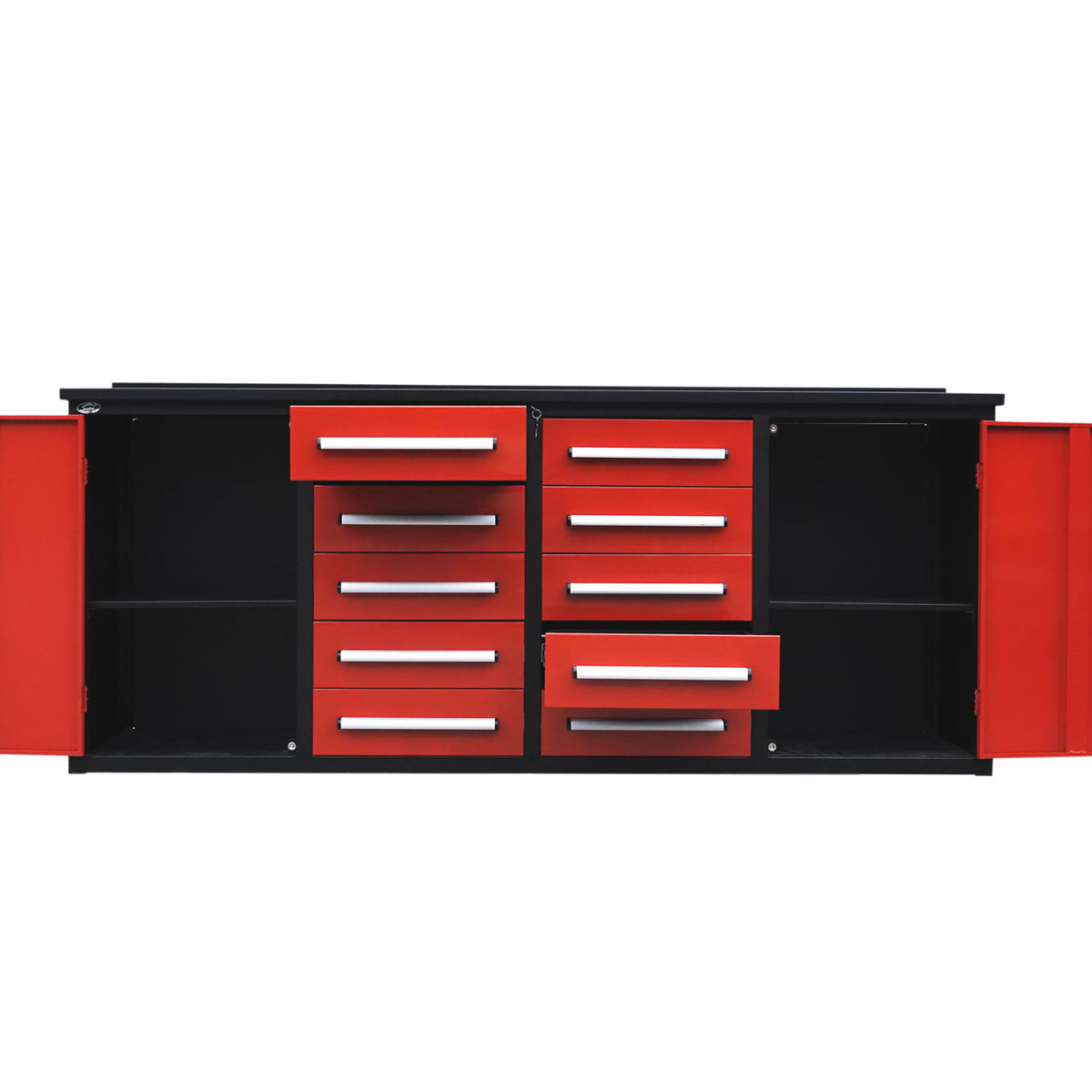 Storage Cabinets With Workbench (With 10 Drawers And 2 Cabinets)