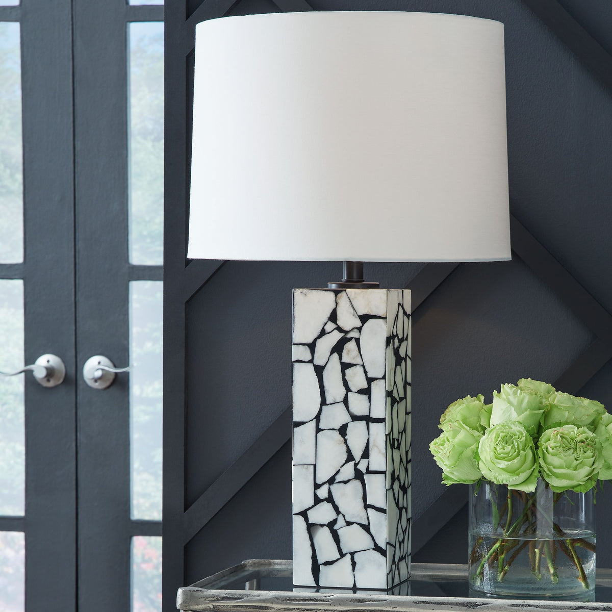 Macaria - White / Black - Marble Table Lamp