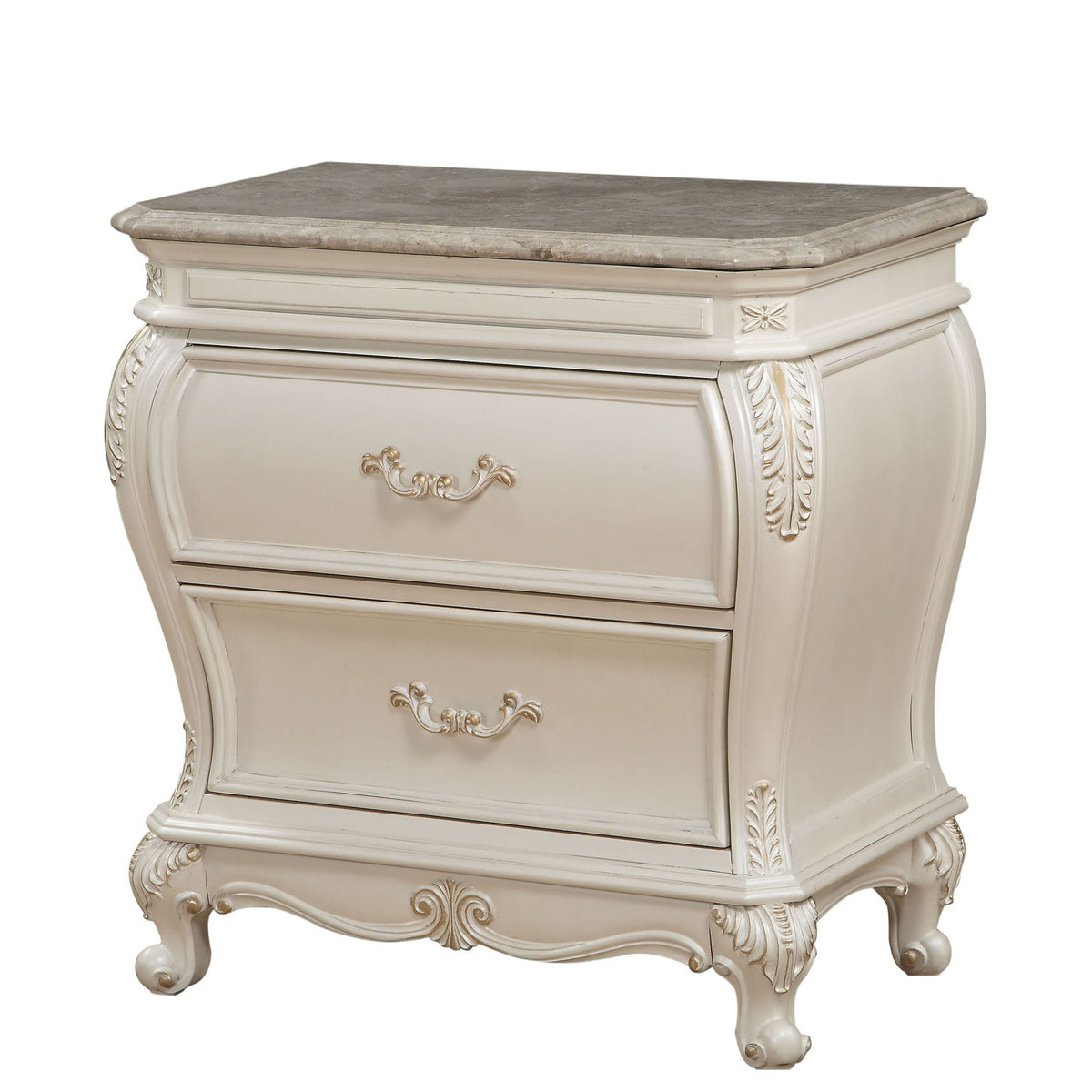 Chantelle - Nightstand With Granite Top - White