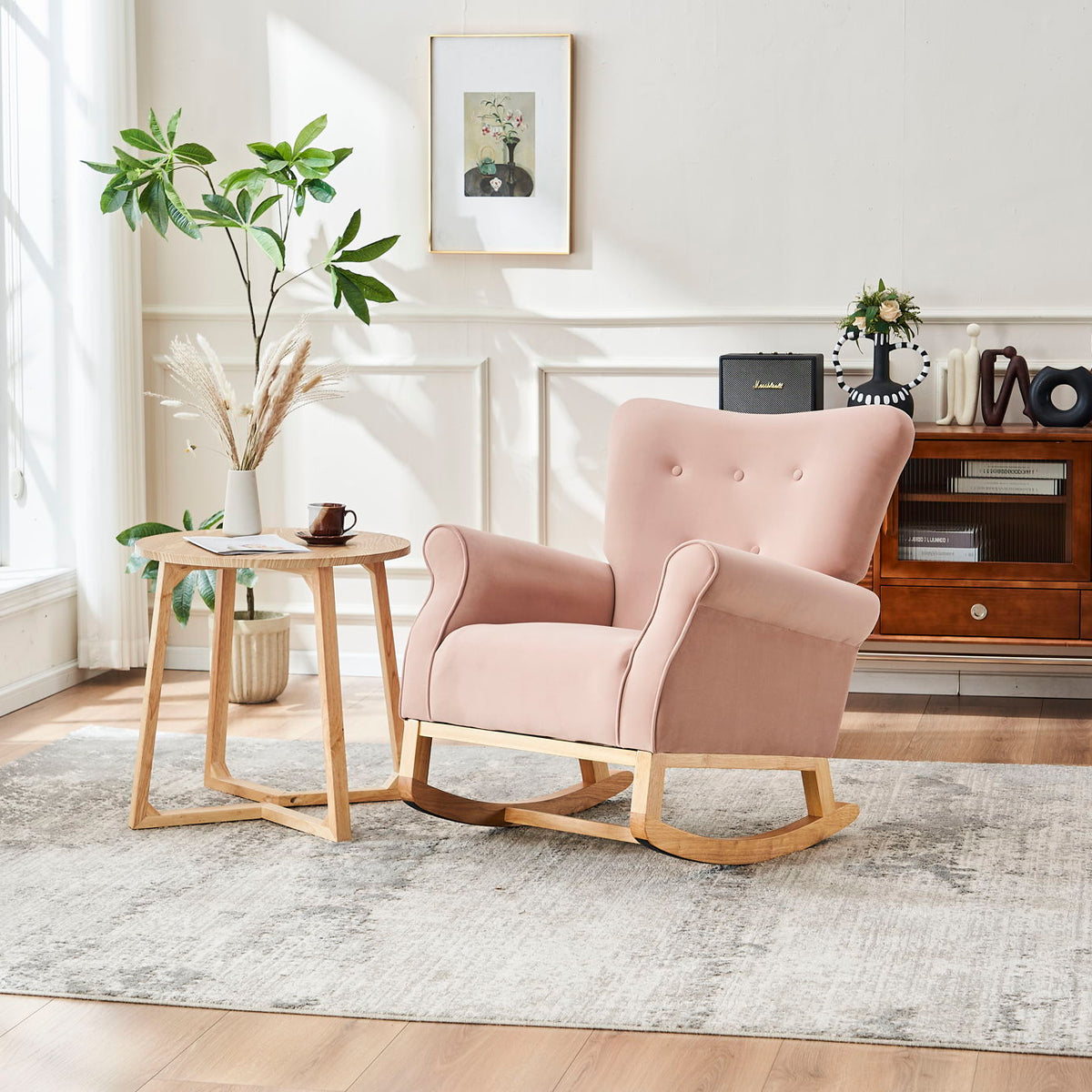 Modern Rocking Chair, Upholstered Accent Chair For Nursery, Small Contemporary Rocke